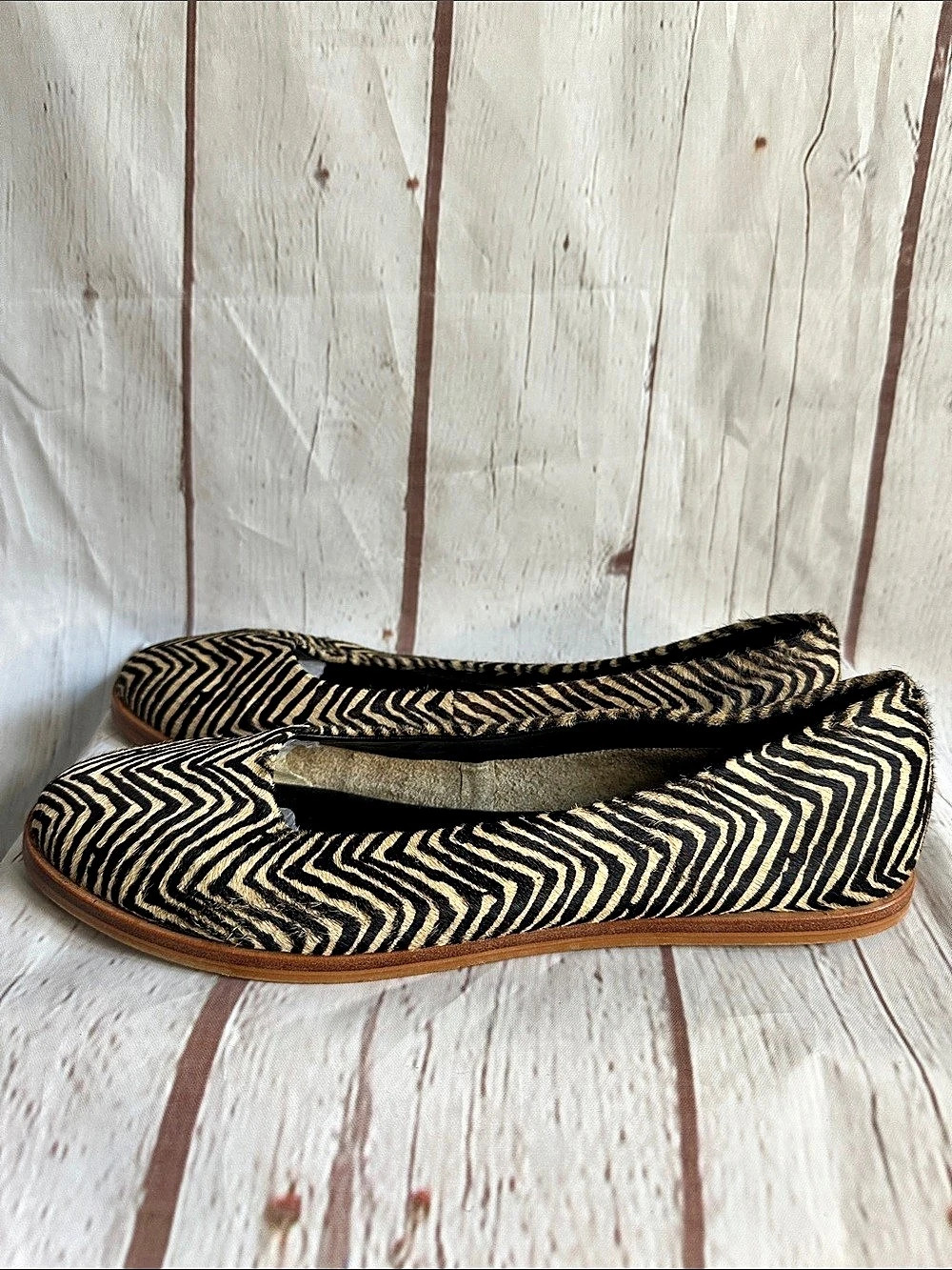 M4D3 Real Calf Hair Animal Print Flats size 8.5 - Picture 3 of 7